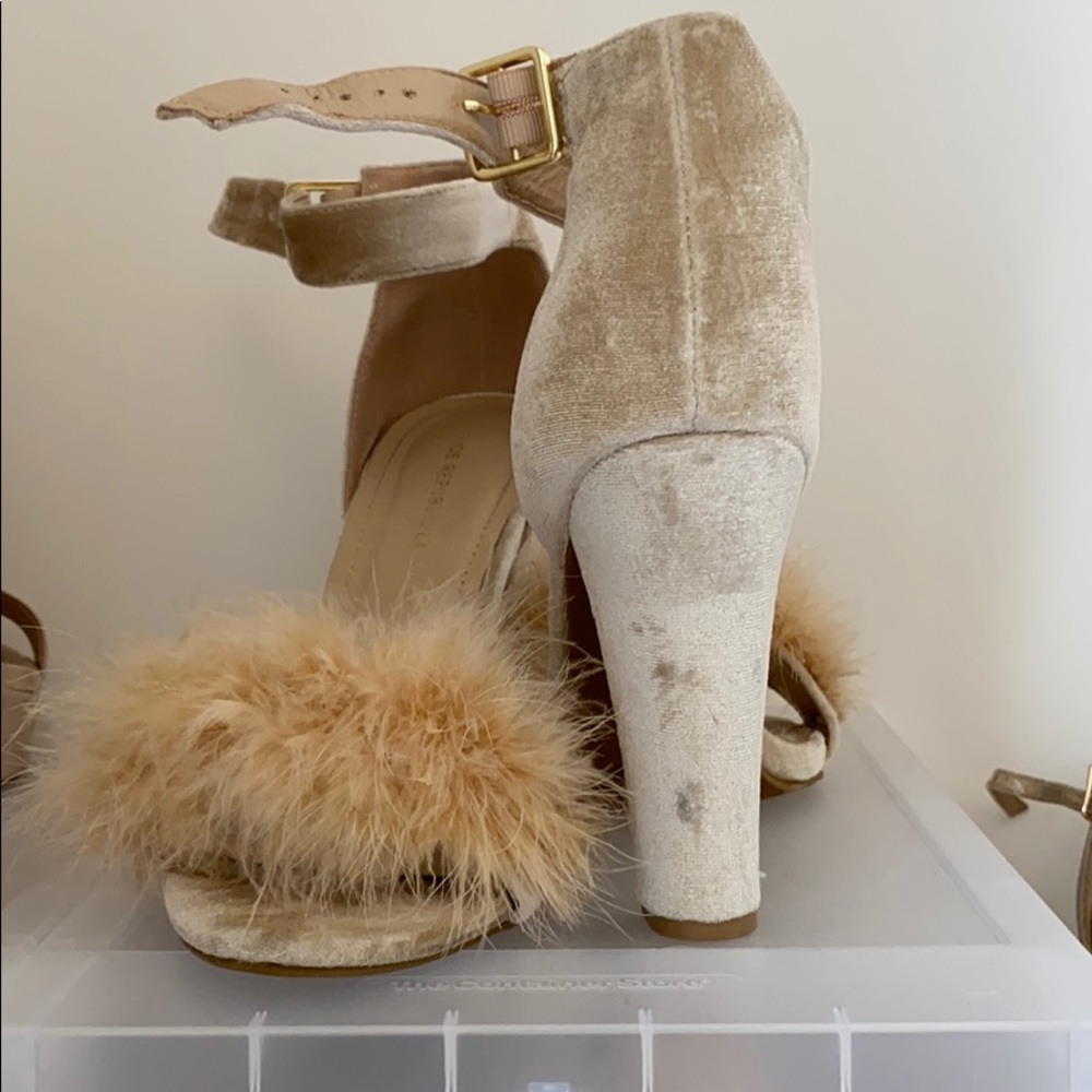 Velvet Furry Single Sole Heels